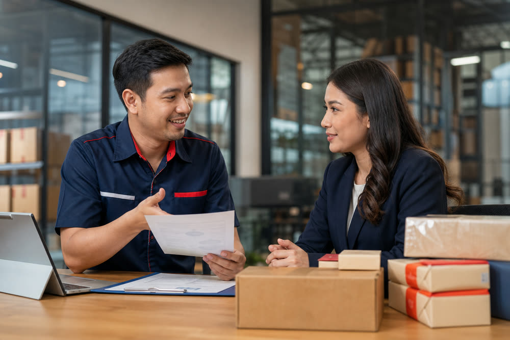 Konsultasi kebutuhan pengiriman dengan tim Garuda Logistik